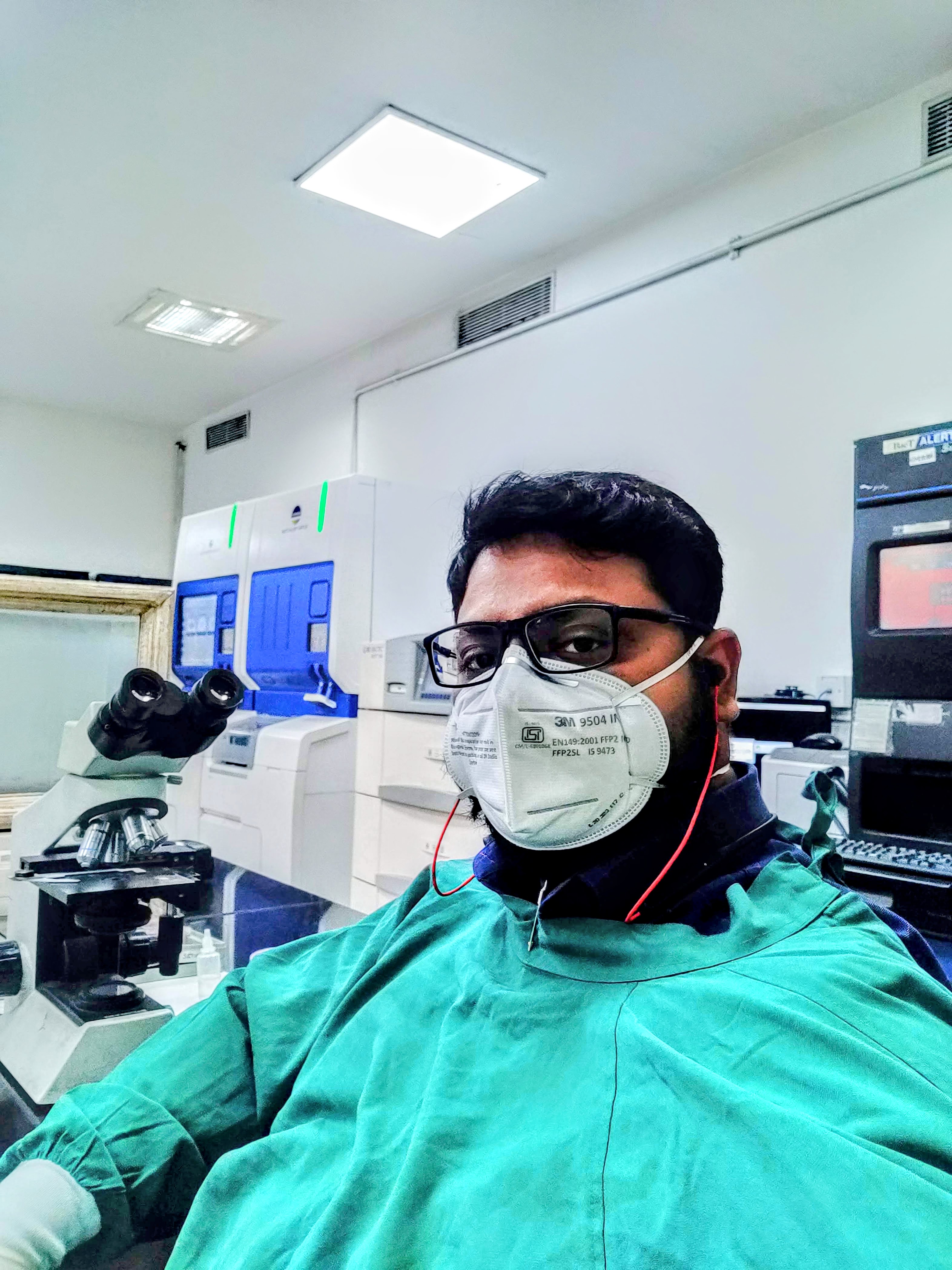 Dr. Prateek working in a laboratory during COVID-19